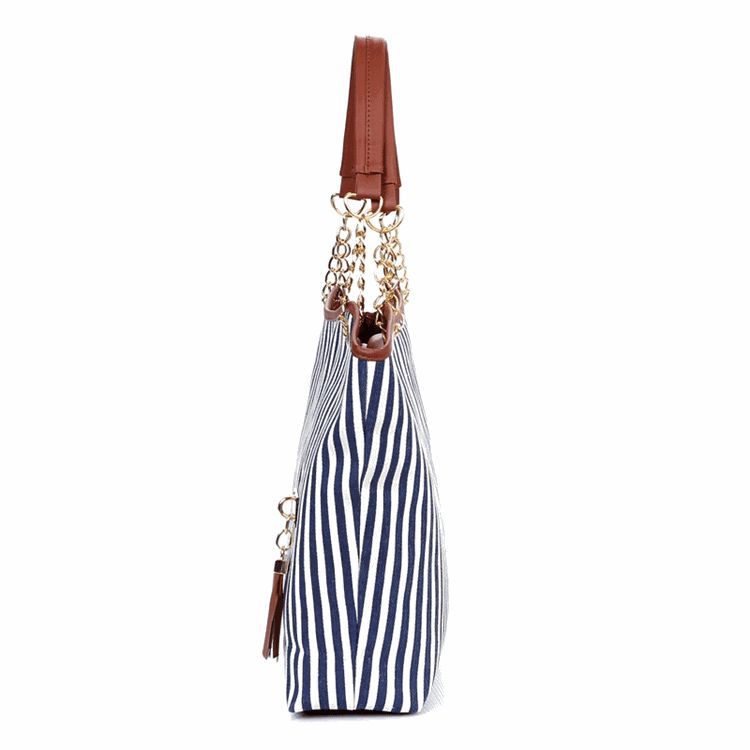 Leisure Striped Canvas Tote Bag