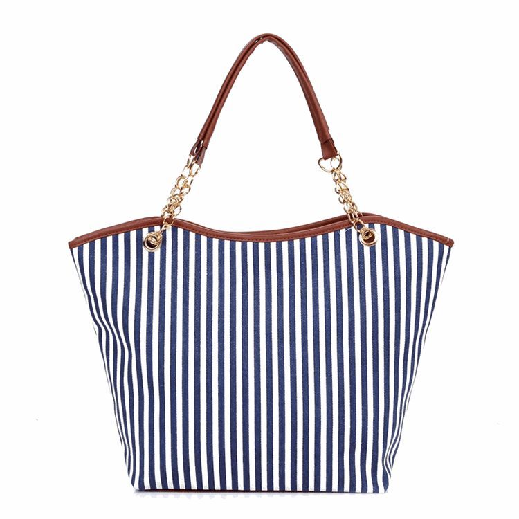 Leisure Striped Canvas Tote Bag