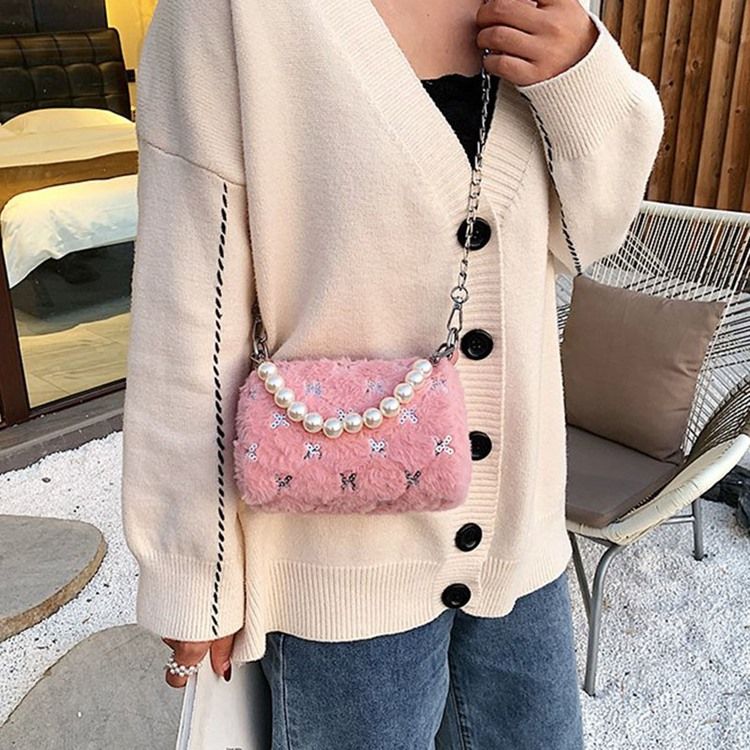 Pu Chain Circular Winter Crossbody Vesker