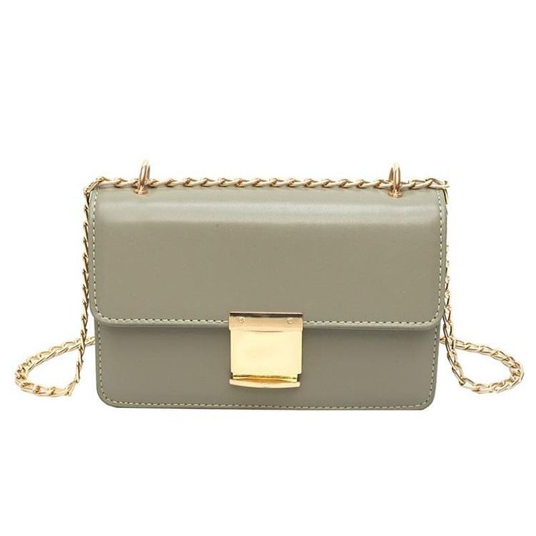 Pu Chain Lock Rectangle Crossbody Vesker