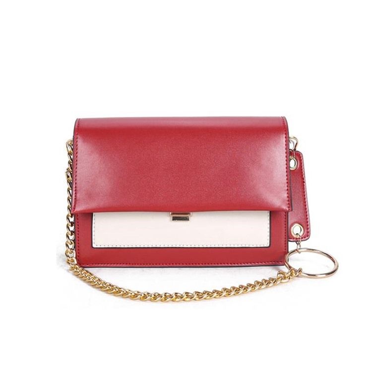 Pu Color Block Chain Rectangle Crossbody Vesker