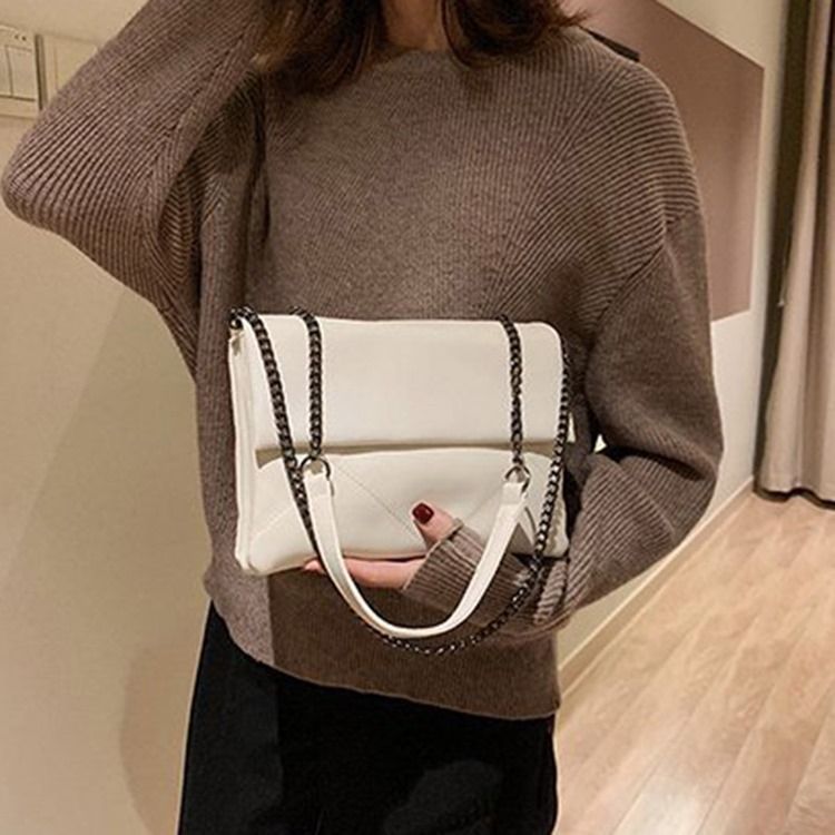 Pu Plaid Chain Rectangle Shoulder Bags