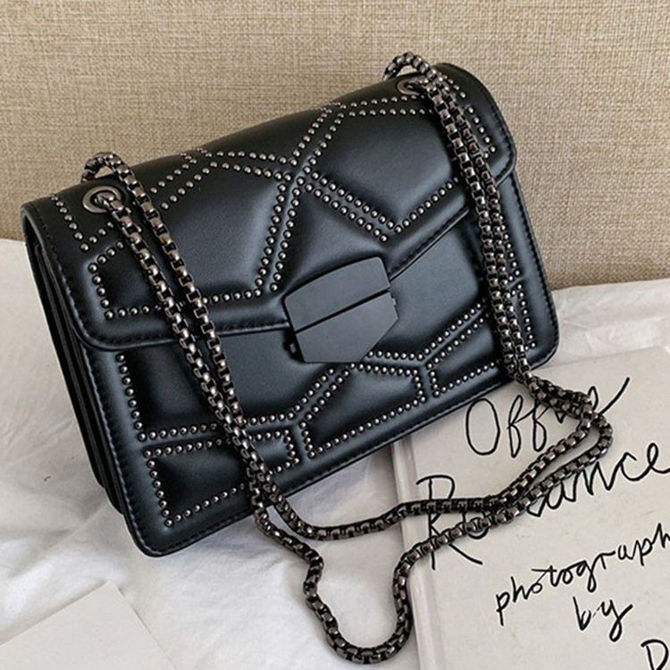 Rivet Pu Geometric Rectangle Crossbody Bags