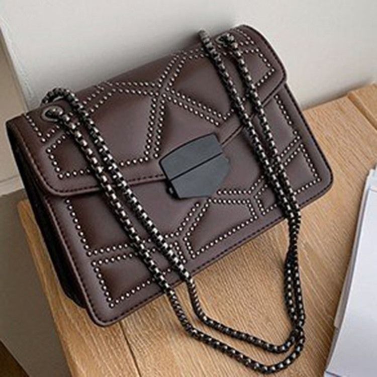 Rivet Pu Geometric Rectangle Crossbody Bags