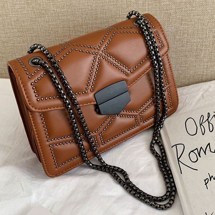 Rivet Pu Geometric Rectangle Crossbody Bags