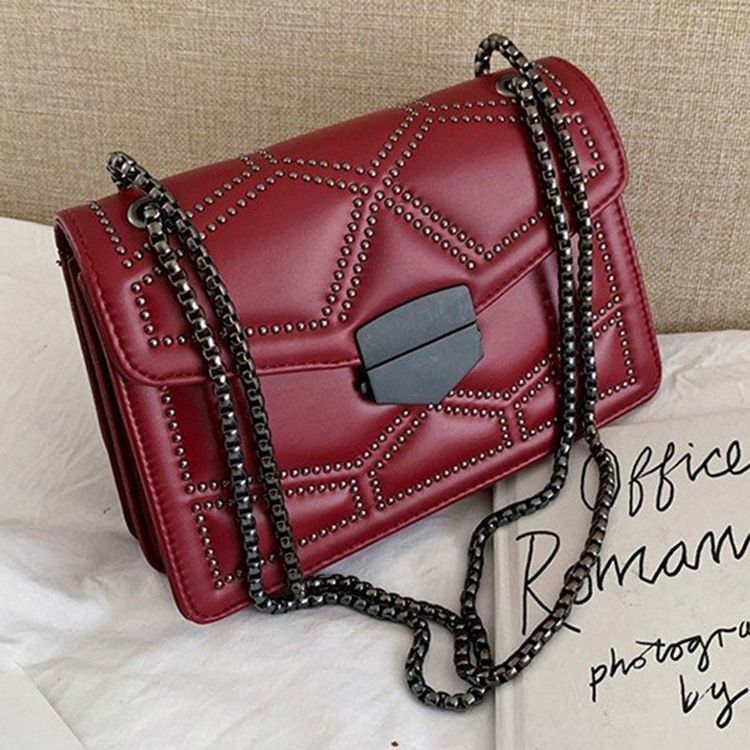 Rivet Pu Geometric Rectangle Crossbody Bags