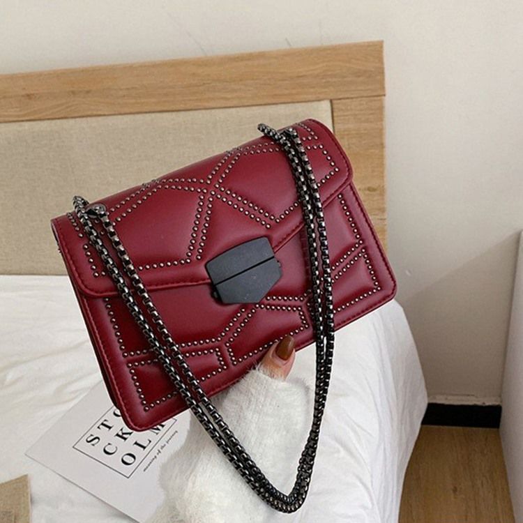 Rivet Pu Geometric Rectangle Crossbody Bags