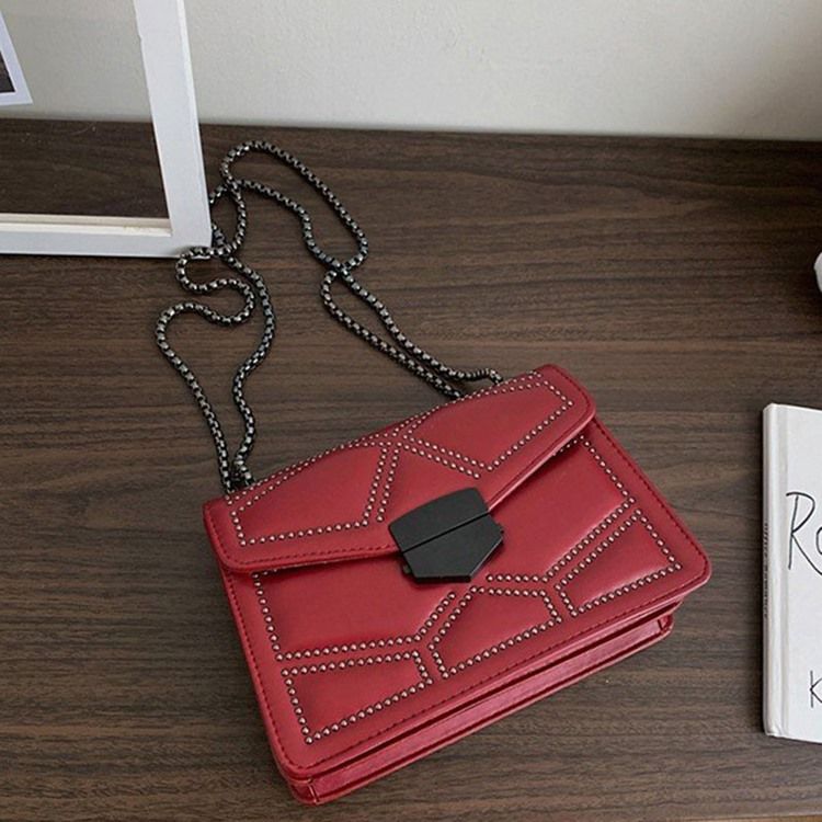 Rivet Pu Geometric Rectangle Crossbody Bags