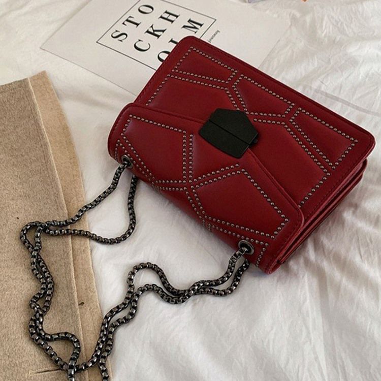 Rivet Pu Geometric Rectangle Crossbody Bags