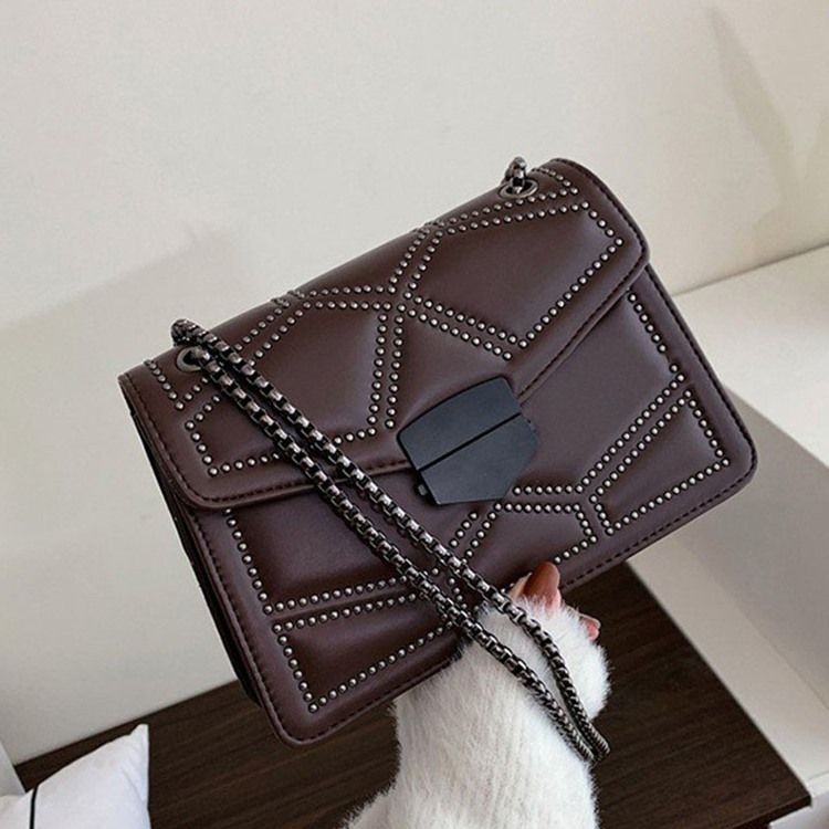 Rivet Pu Geometric Rectangle Crossbody Bags