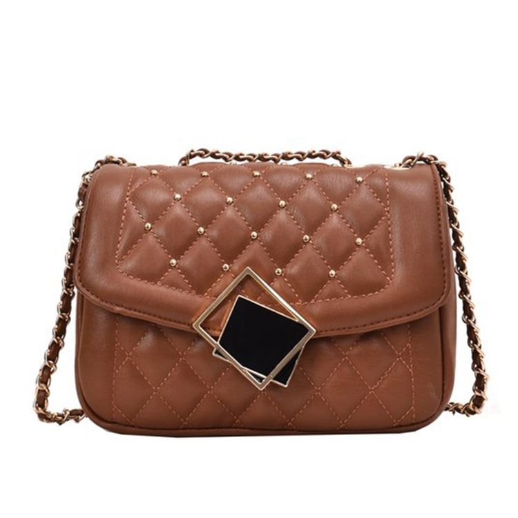 Rivet Pu Plaid Rectangle Shoulder Bags