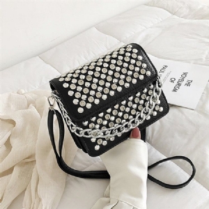 Rivet Pu Rectangle Allsidig Crossbody Vesker