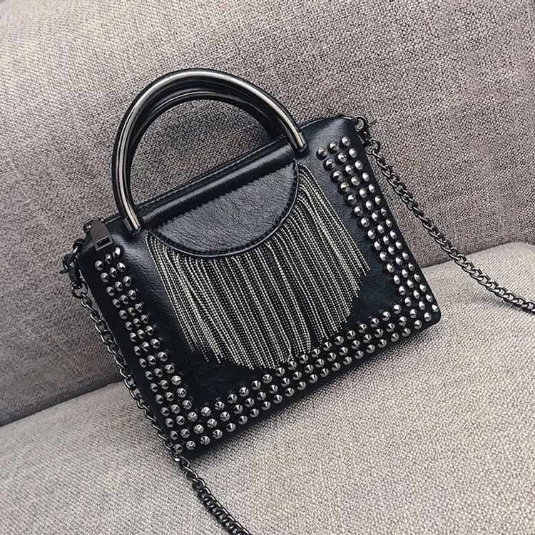 Rivet Pu Vanlig Rektangel Crossbody Vesker