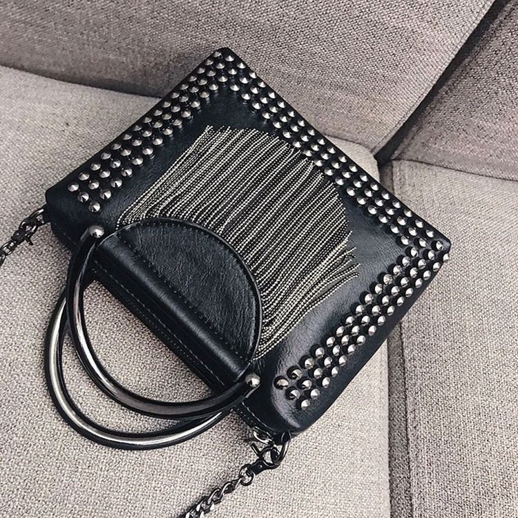 Rivet Pu Vanlig Rektangel Crossbody Vesker