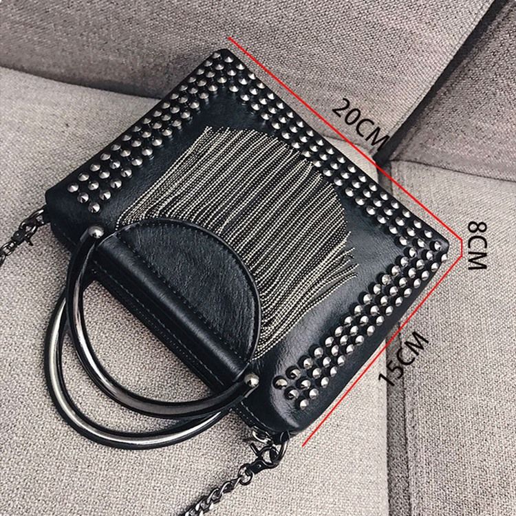 Rivet Pu Vanlig Rektangel Crossbody Vesker