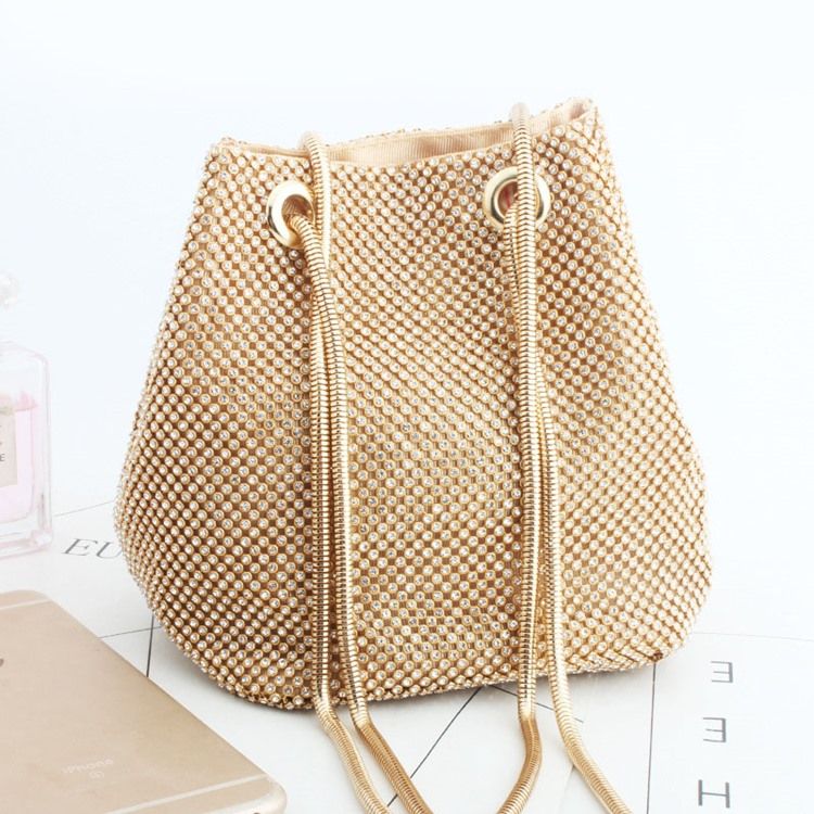 Satin Diamond Plain Barrel-shaped Shoulder Bags