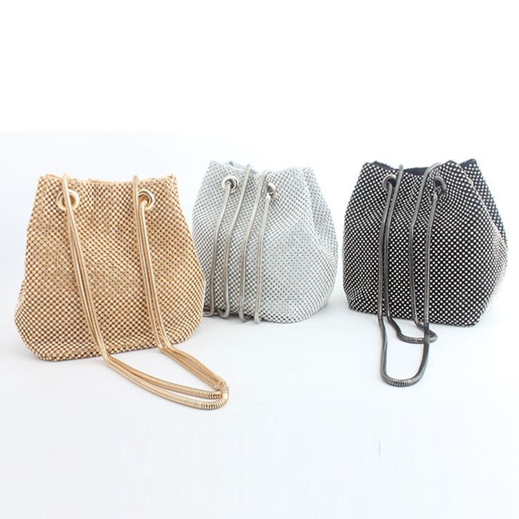 Satin Diamond Plain Barrel-shaped Shoulder Bags