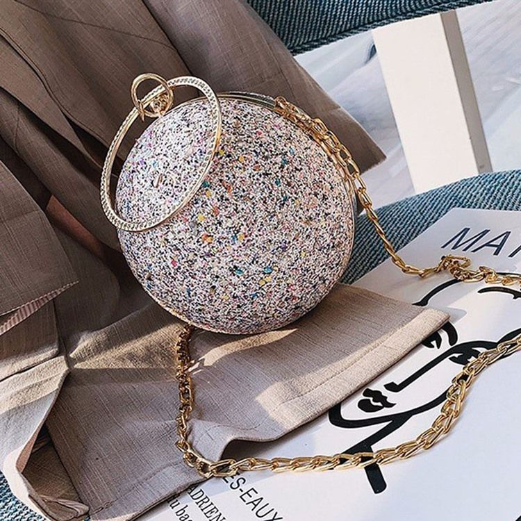 Sequin Rhinestone Circular Tote Bags