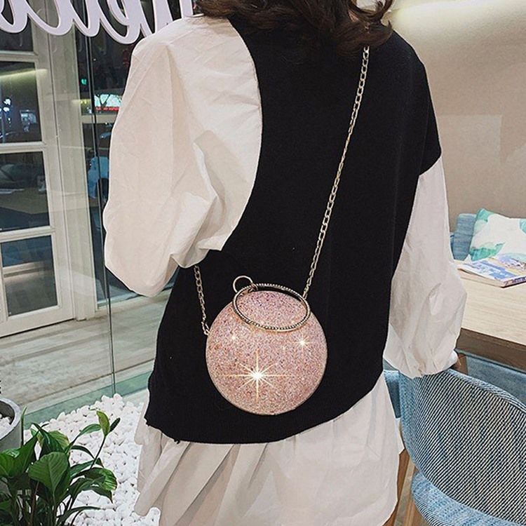 Sequin Rhinestone Circular Tote Bags