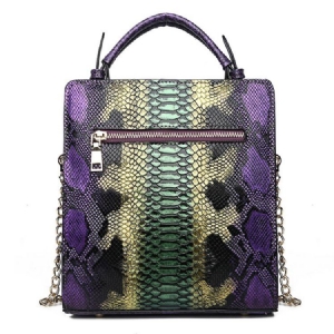 Serpentine Pu Chain Rectangle Tote Bag