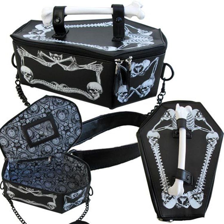 Skull Pu Thread Trunk Tote Bags