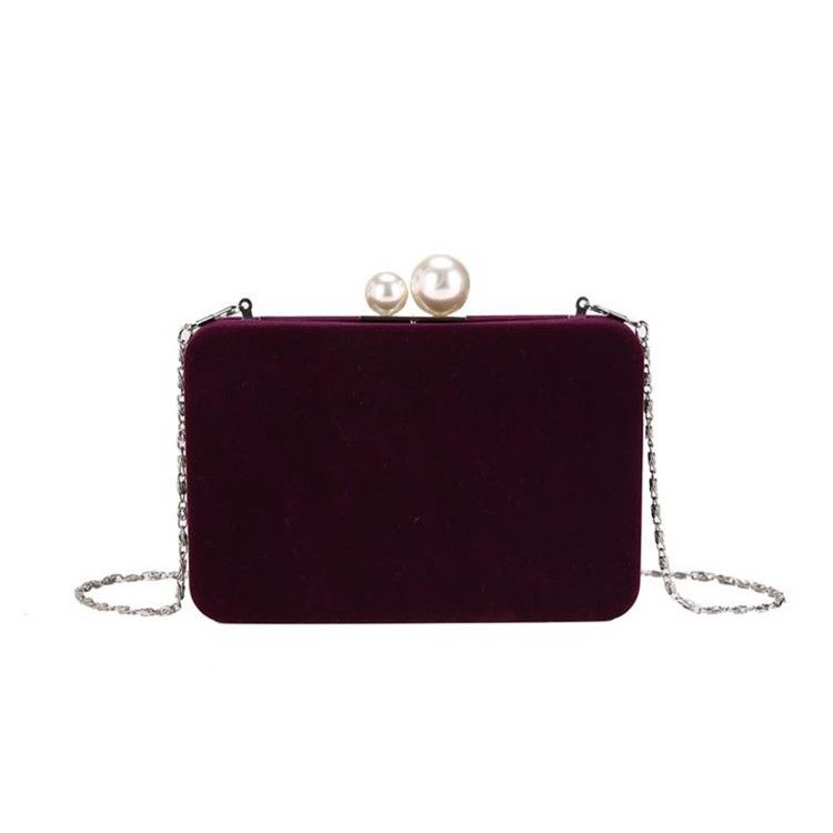 Vanlig Velour Chain Flap Crossbody Bag