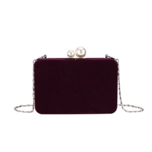 Vanlig Velour Chain Flap Crossbody Bag