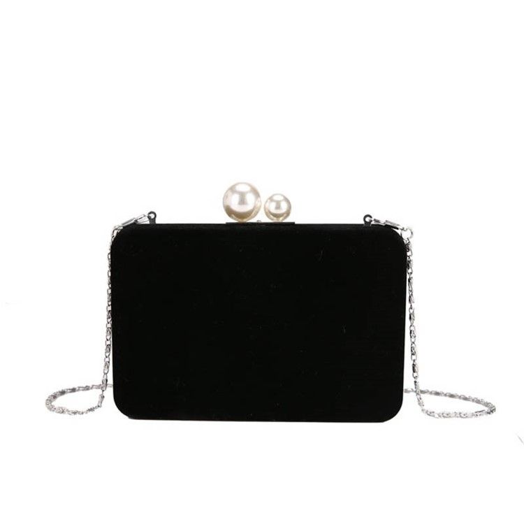 Vanlig Velour Chain Flap Crossbody Bag