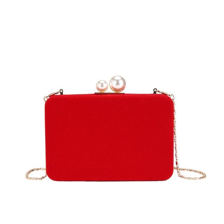 Vanlig Velour Chain Flap Crossbody Bag