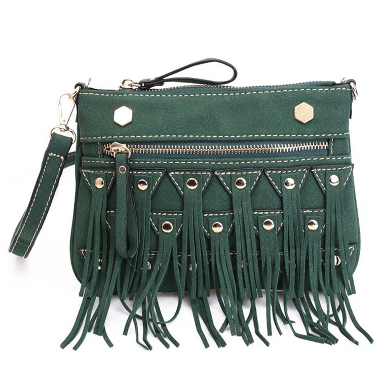 Vintage Geometric Tassel Crossbody Bag