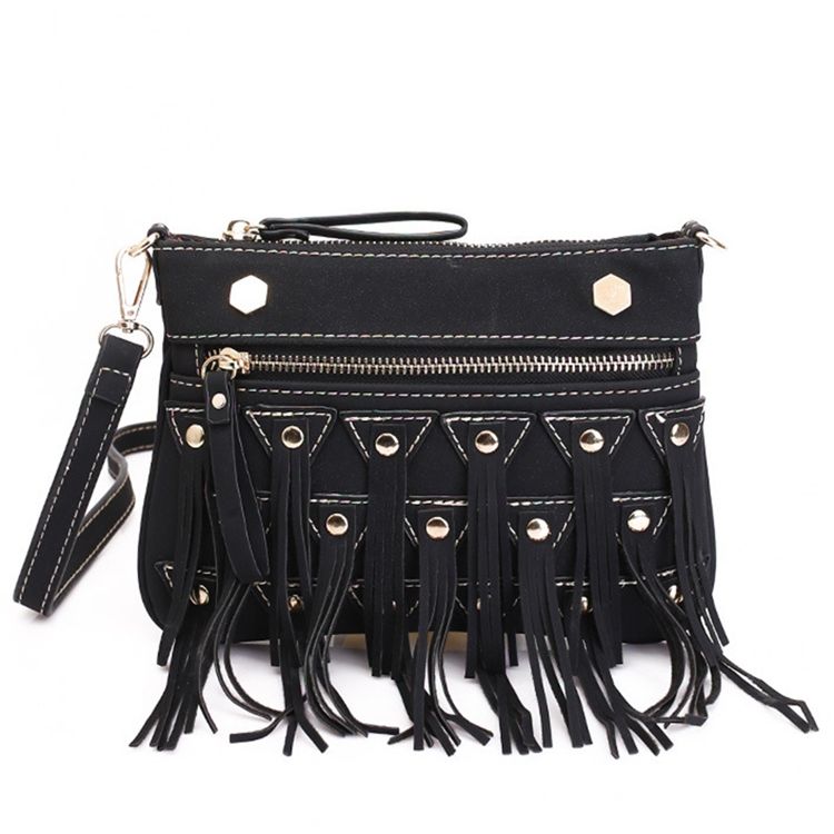 Vintage Geometric Tassel Crossbody Bag