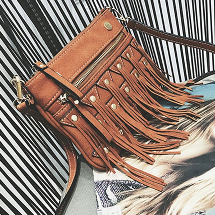 Vintage Geometric Tassel Crossbody Bag