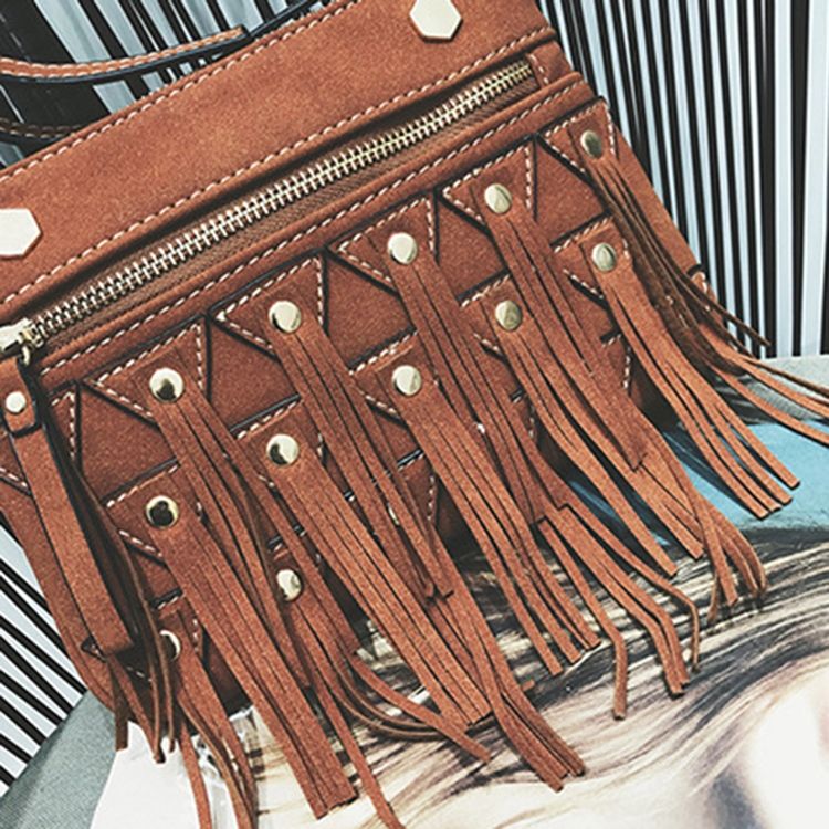 Vintage Geometric Tassel Crossbody Bag