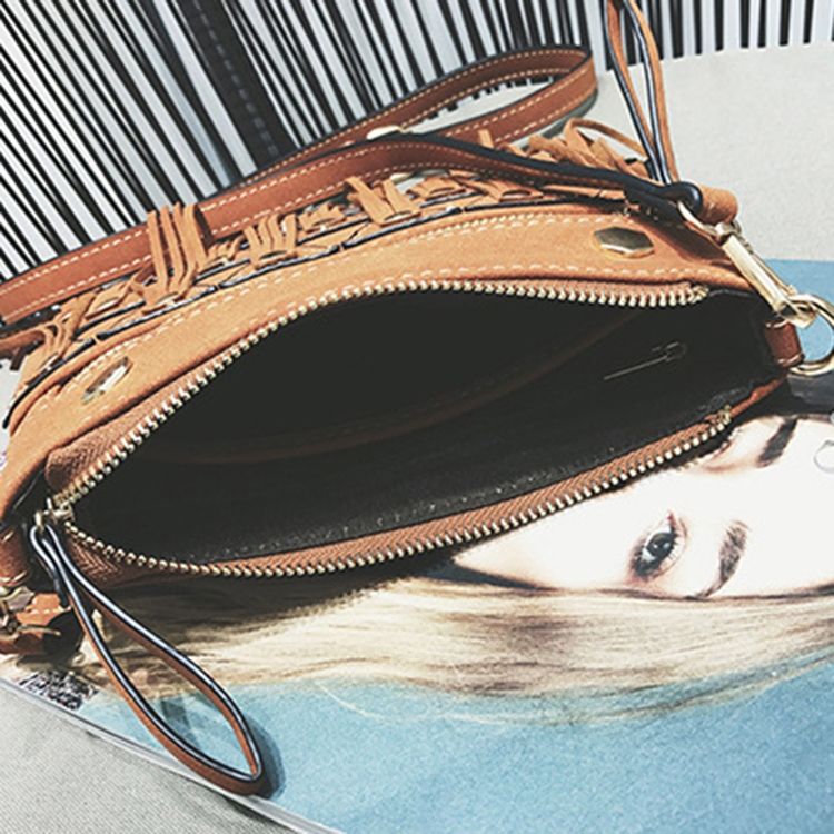 Vintage Geometric Tassel Crossbody Bag