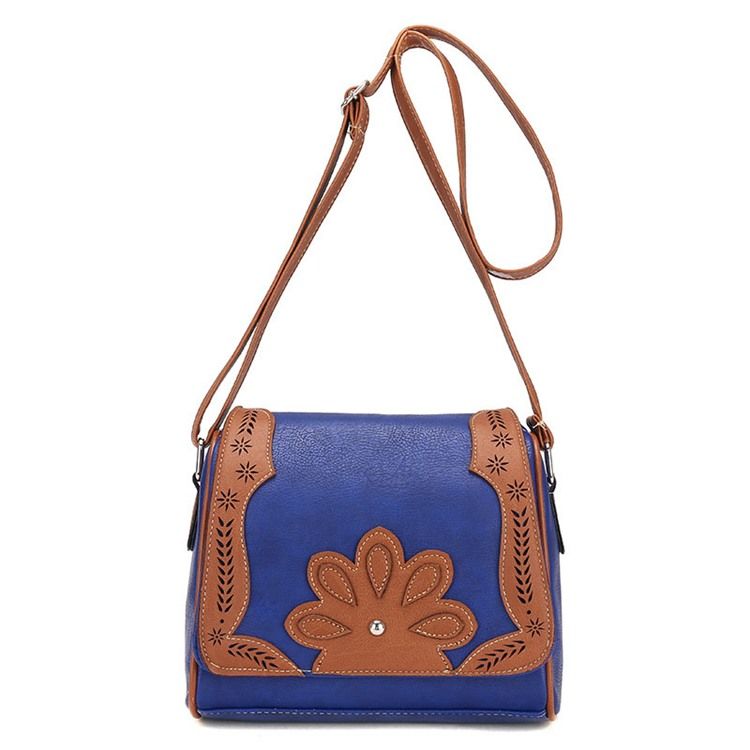 Vintage Pillow Shape Floral Decoration Crossbody Bag