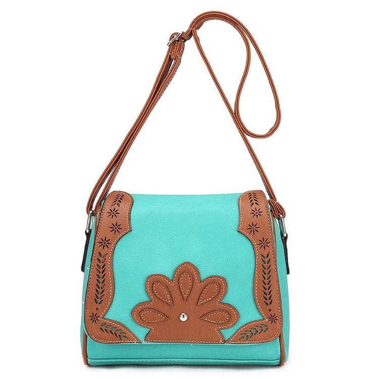 Vintage Pillow Shape Floral Decoration Crossbody Bag