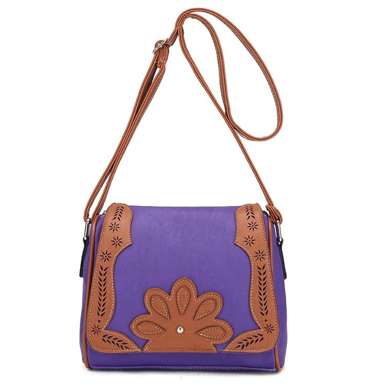 Vintage Pillow Shape Floral Decoration Crossbody Bag