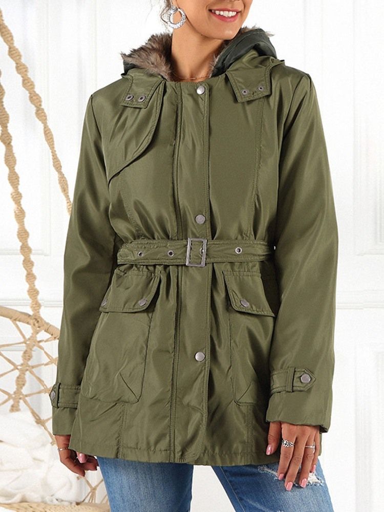 A Line Line Patchwork Mid-length Cotton Padded Dame Jacket