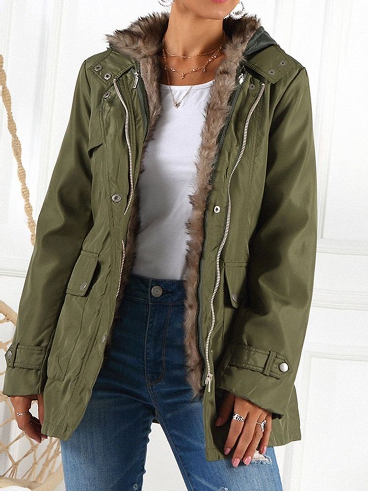 A Line Line Patchwork Mid-length Cotton Padded Dame Jacket