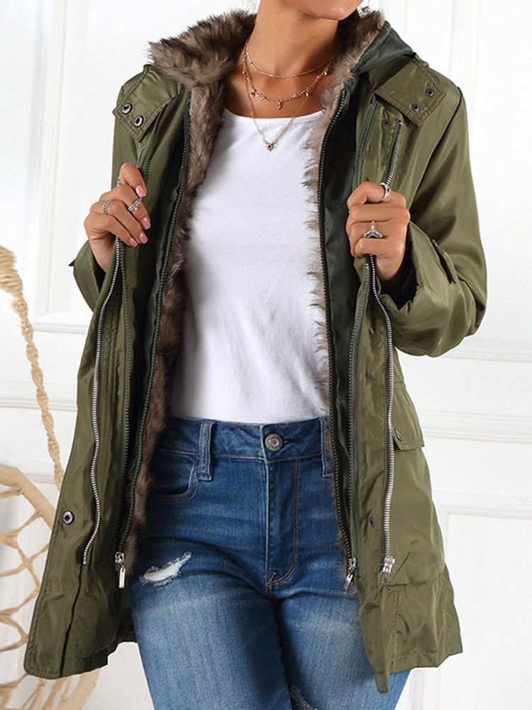 A Line Line Patchwork Mid-length Cotton Padded Dame Jacket