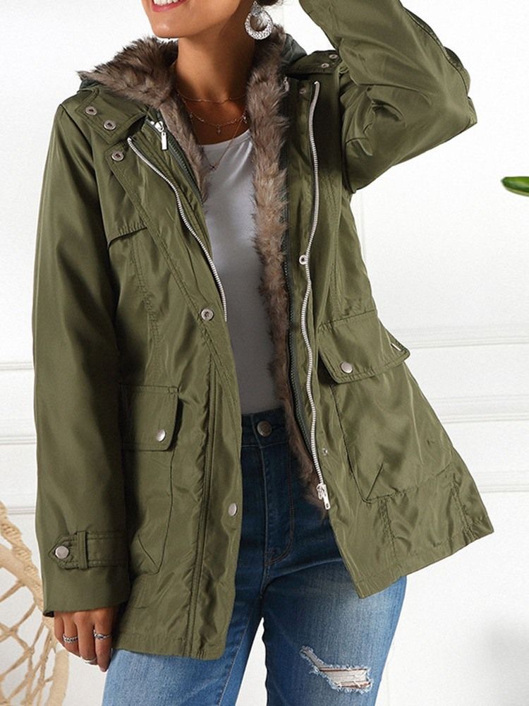 A Line Line Patchwork Mid-length Cotton Padded Dame Jacket