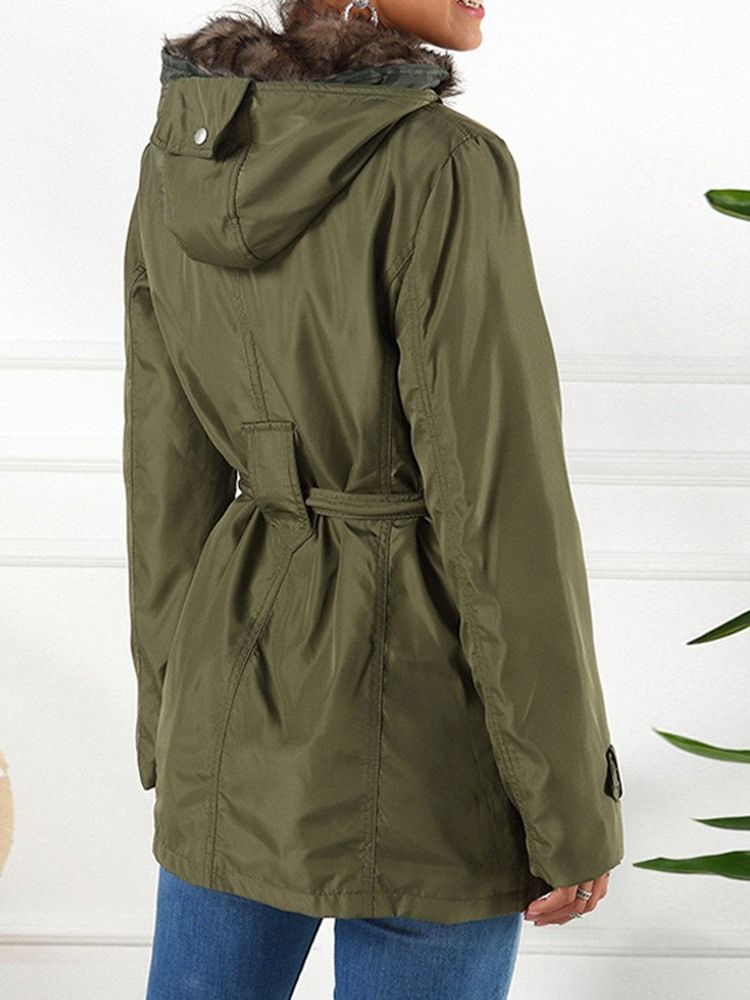 A Line Line Patchwork Mid-length Cotton Padded Dame Jacket