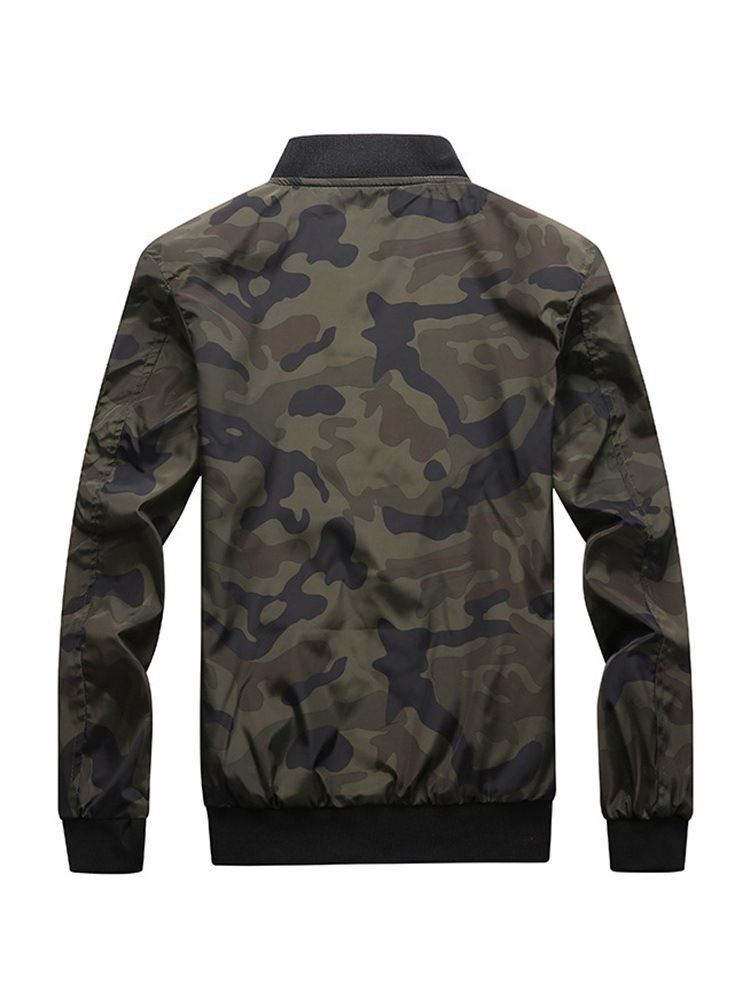 Camouflage Printed Stand Collar Mens Jacket