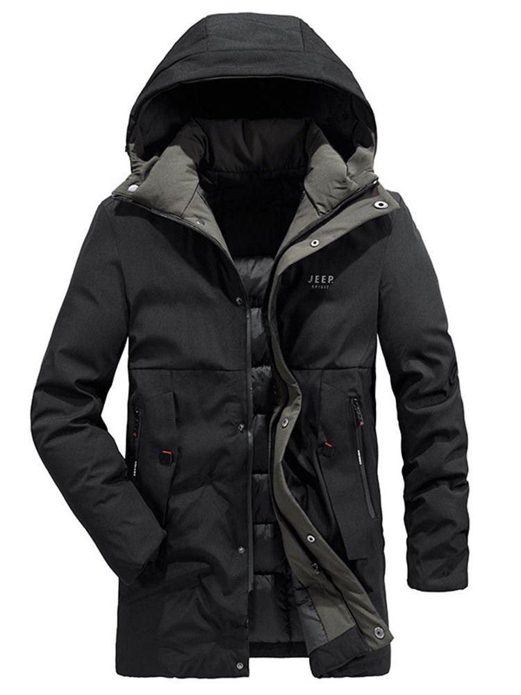 Color Block Hooded Style Casual Menns Dunjakke