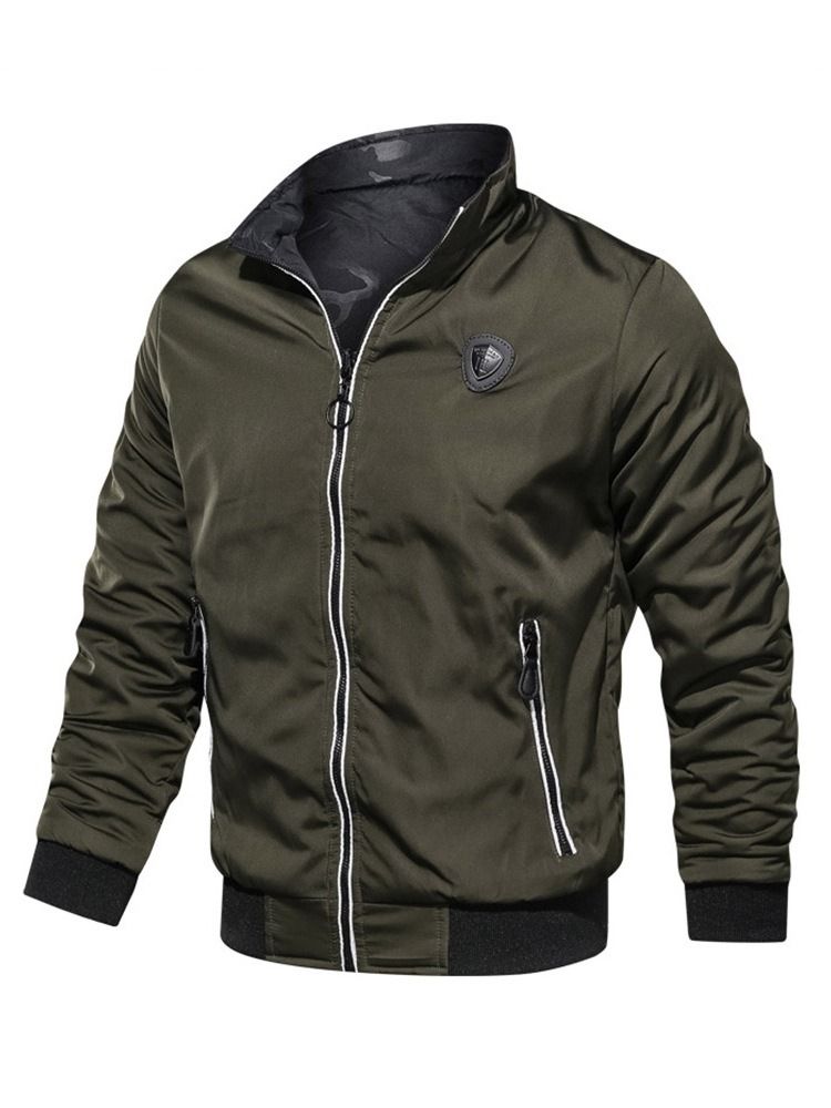 Color Block Stand Collar Mens Jacket