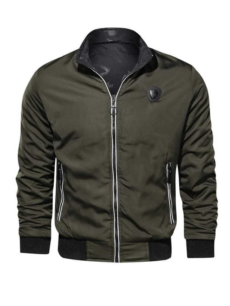 Color Block Stand Collar Mens Jacket