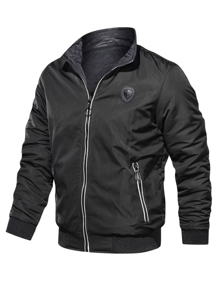 Color Block Stand Collar Mens Jacket