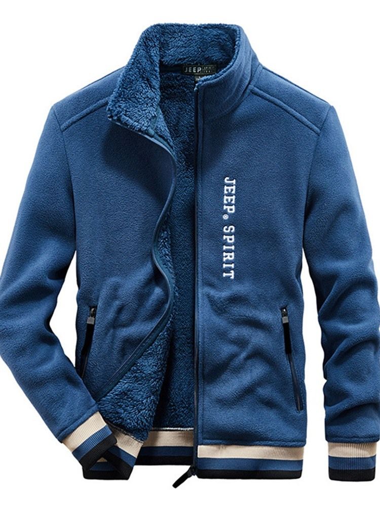 Color Block Stand Collar Patchwork Winter Straight Jacket For Menn