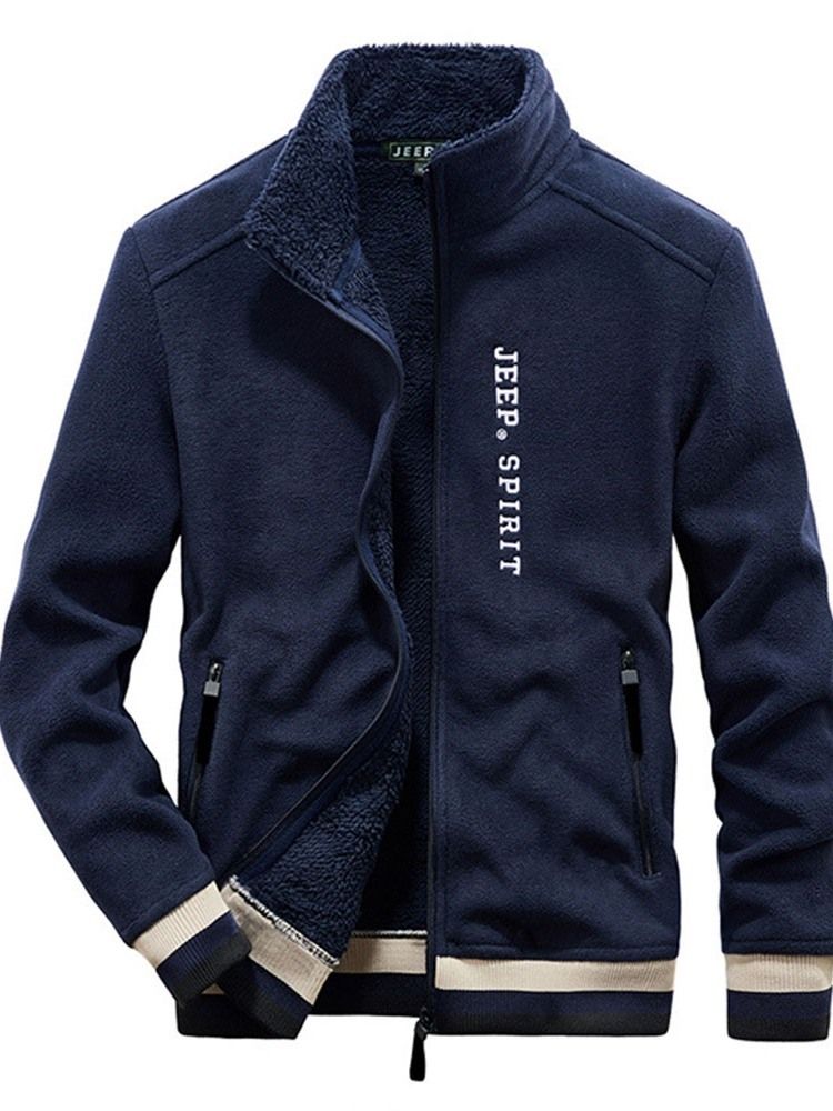 Color Block Stand Collar Patchwork Winter Straight Jacket For Menn