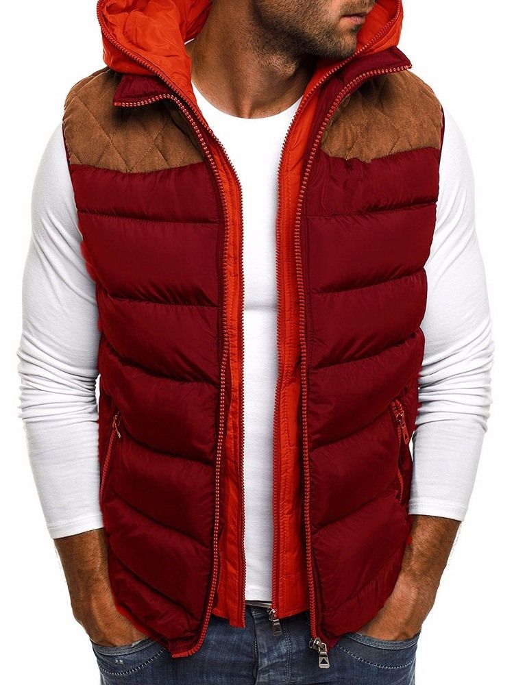 Color Block Thick Patchwork Europeisk Vest For Menn